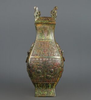 Zhou Dynasty Bronze animal faced square vase