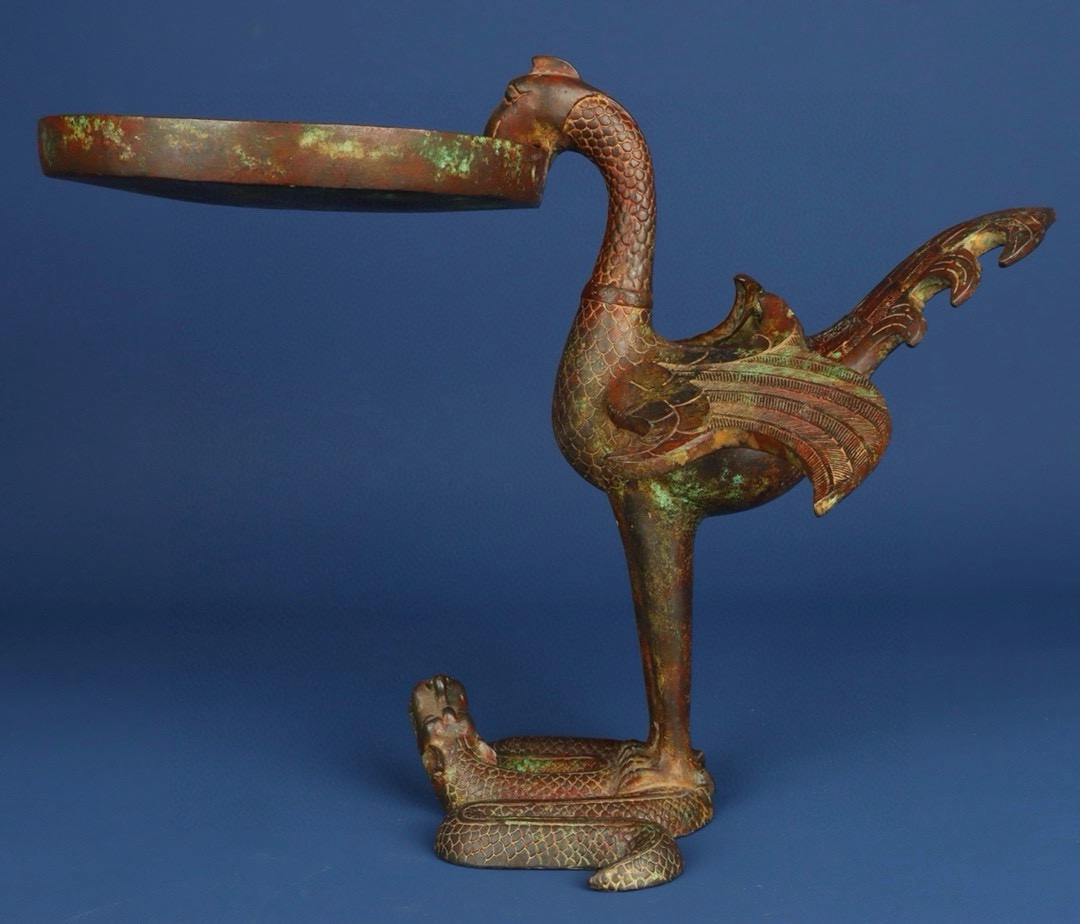 Han Dynasty Bronze bird lamp plate