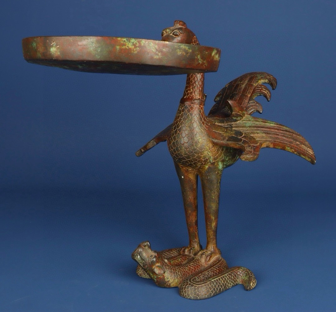 Han Dynasty Bronze bird lamp plate