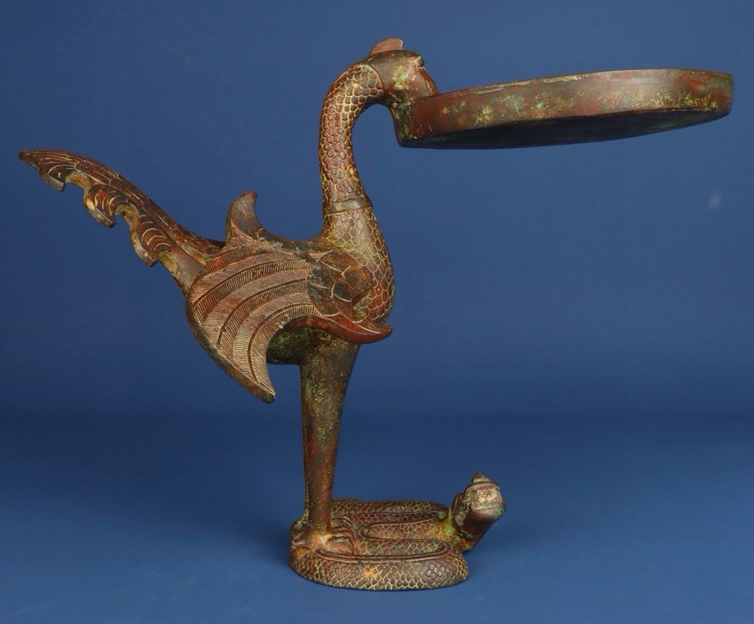 Han Dynasty Bronze bird lamp plate