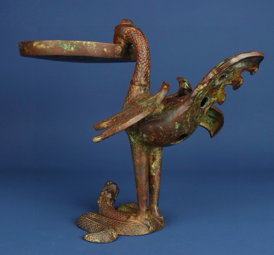 Han Dynasty Bronze bird lamp plate