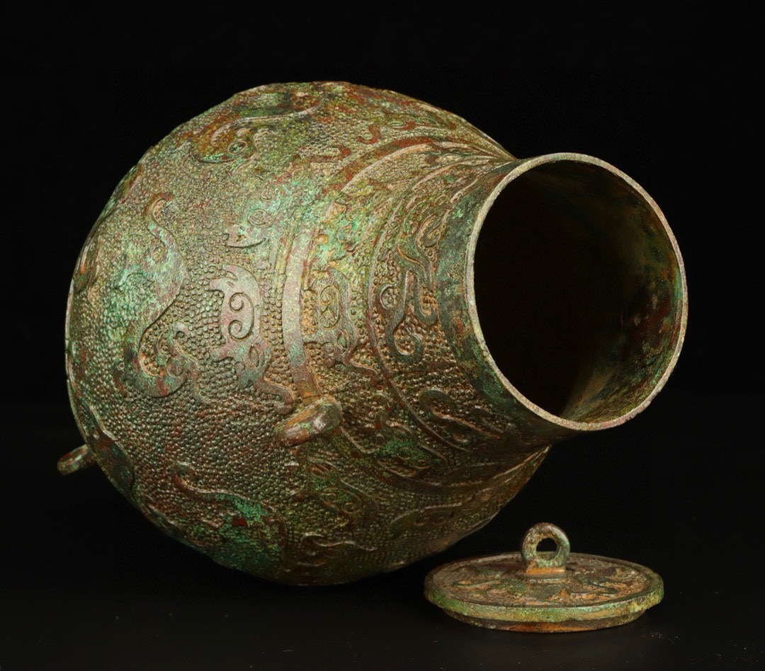 Han Dynasty Bronze inscribed round bottle