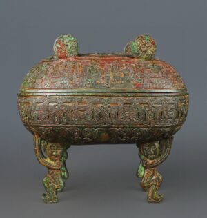 Zhou Dynasty Bronze Man Carrying Gui