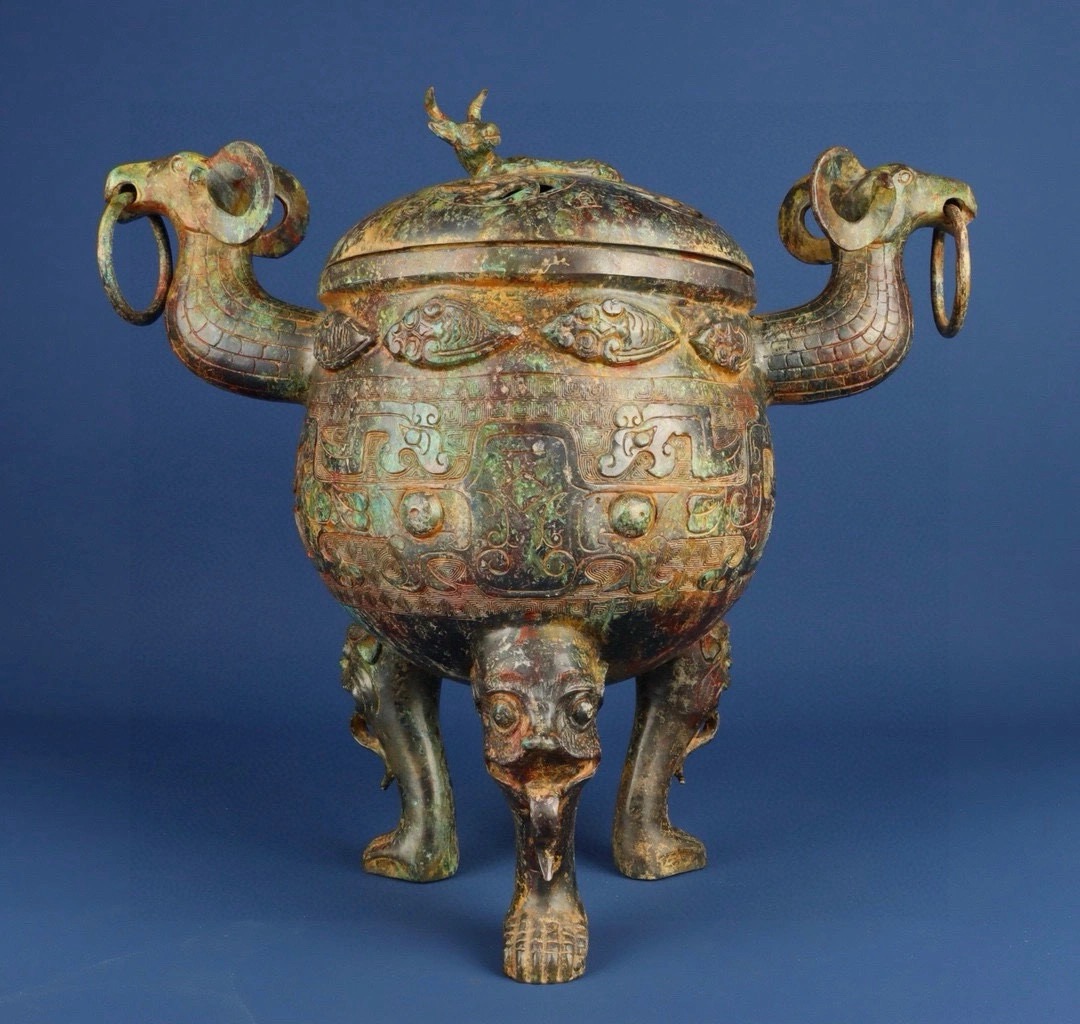 Han Dynasty Bronze Double Sheep Foot Furnace