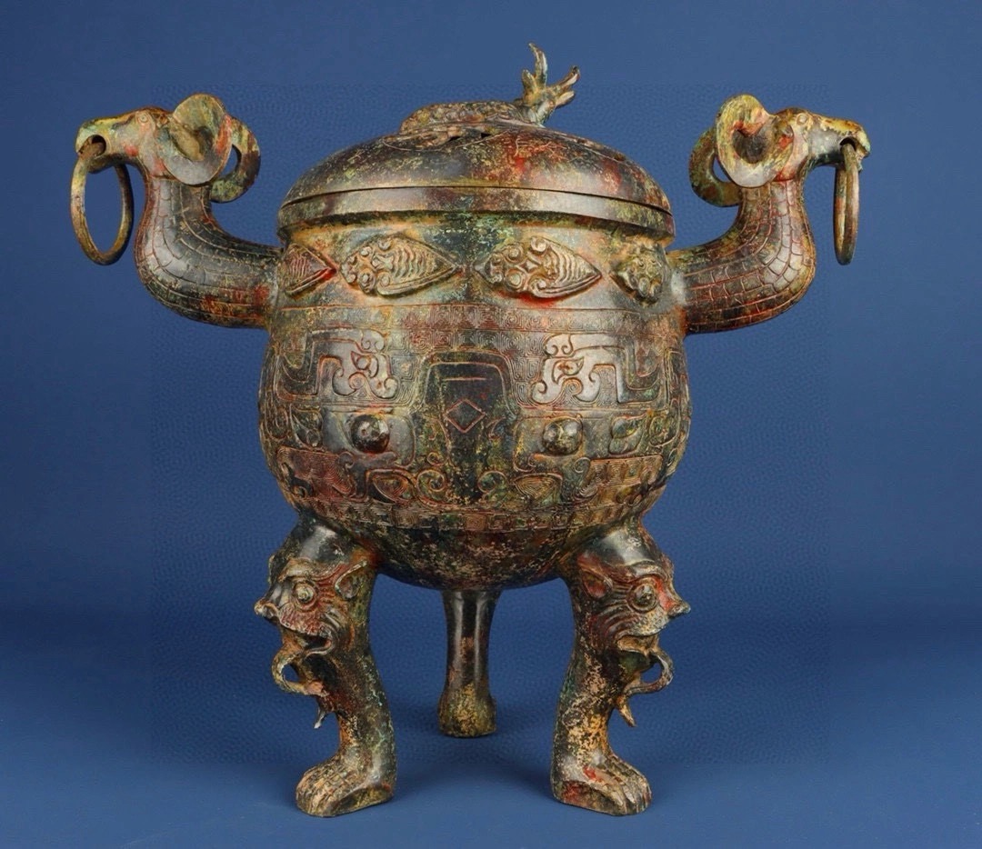 Han Dynasty Bronze Double Sheep Foot Furnace