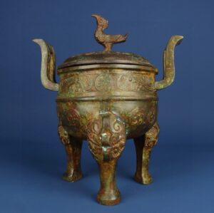 Han Dynasty Bronze standing bird incense burner