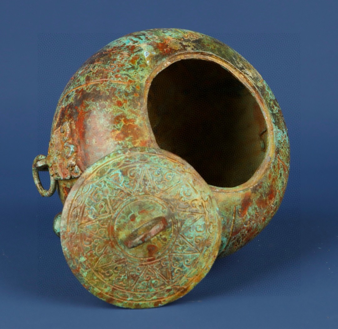 Han Dynasty Bronze Watermelon Ding with Inscriptions