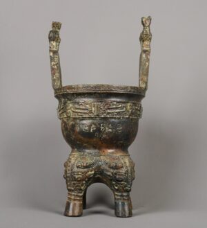 Zhou Dynasty Bronze animal faced mortar