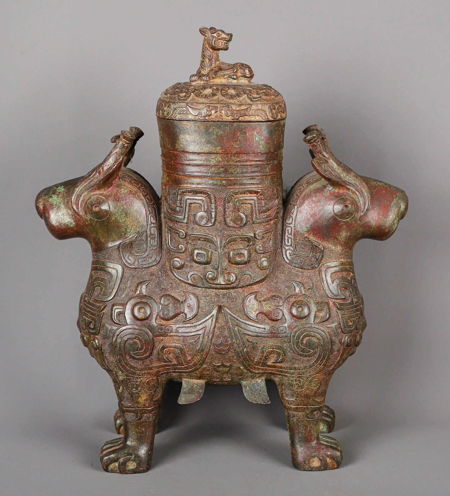 Zhou Dynasty Bronze Twin Beasts