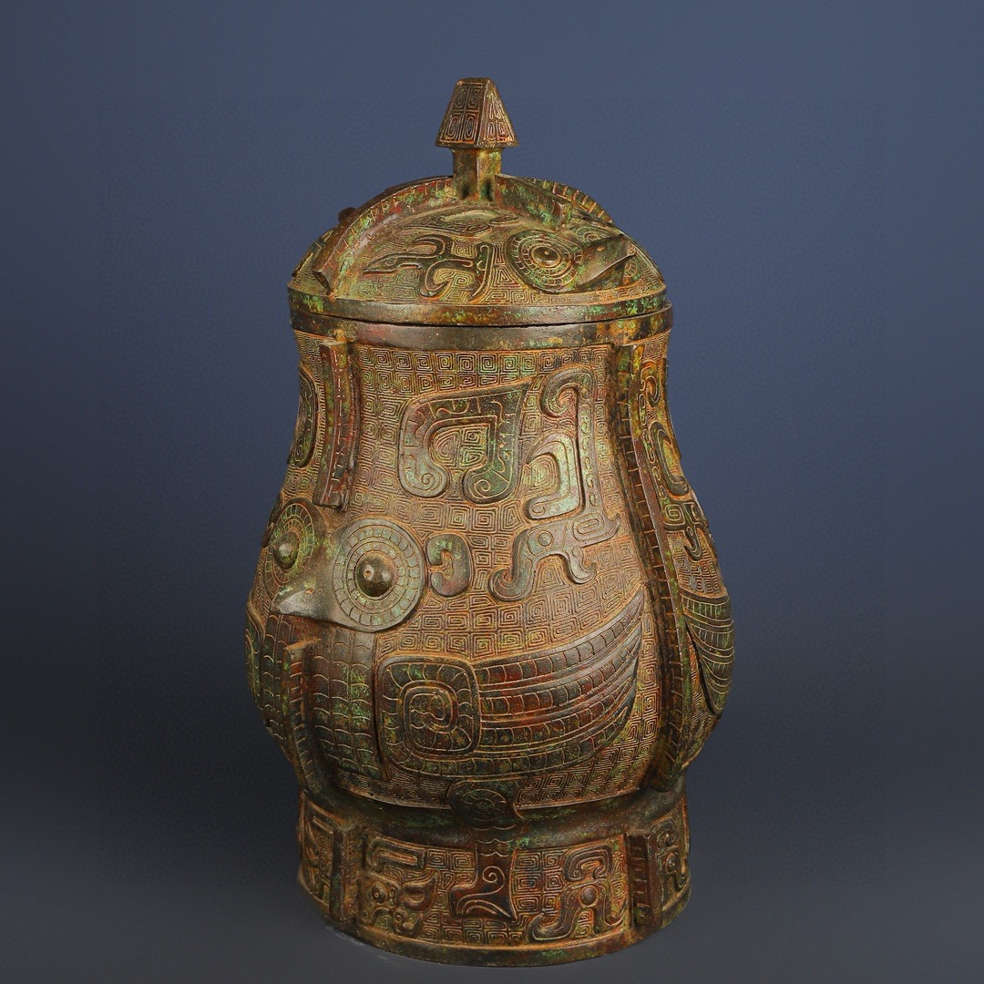 Zhou Dynasty Bronze Eagle Face Wine Arrival