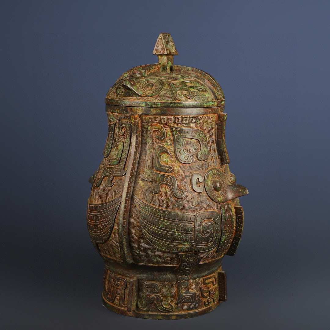 Zhou Dynasty Bronze Eagle Face Wine Arrival