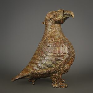 Zhou Dynasty Bronze Man Gong Eagle Beak Bird Statue