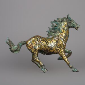 Han Dynasty Bronze and Gold Galloping Horse