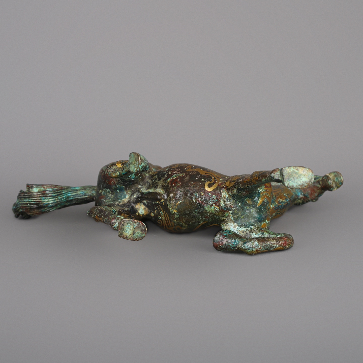Han Dynasty Bronze and Gold Galloping Horse