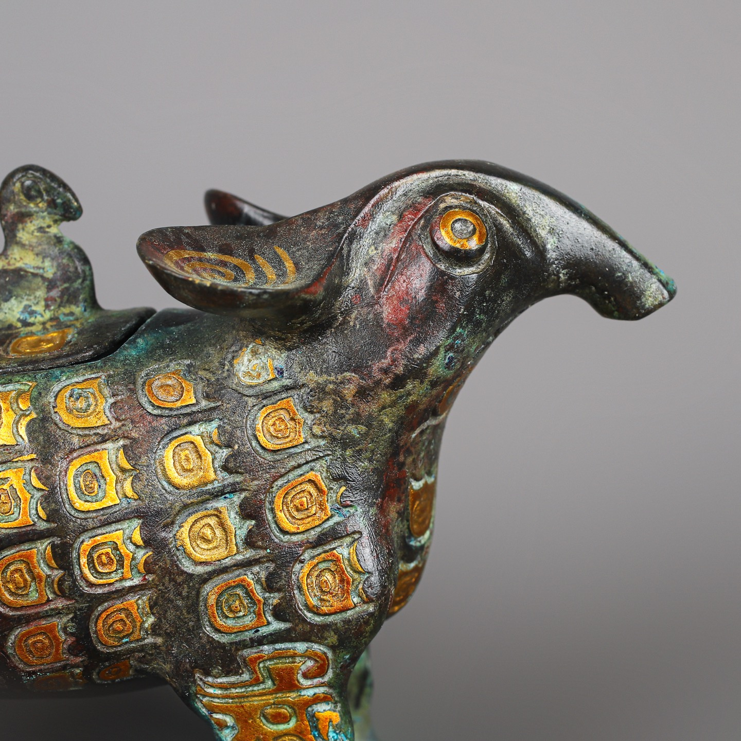 Zhou Dynasty A pair of bronze and gold beast statues