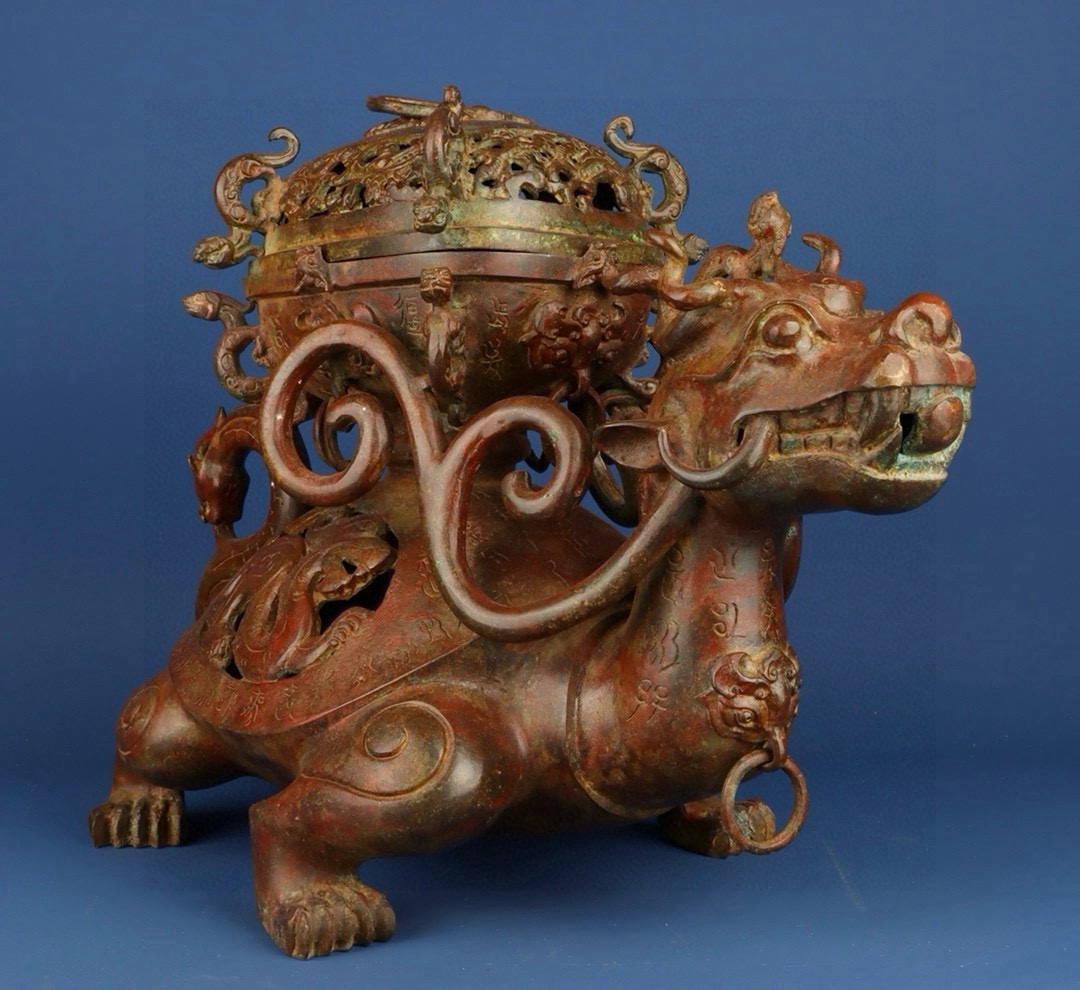 Han Dynasty Bronze dragon turtle incense burner