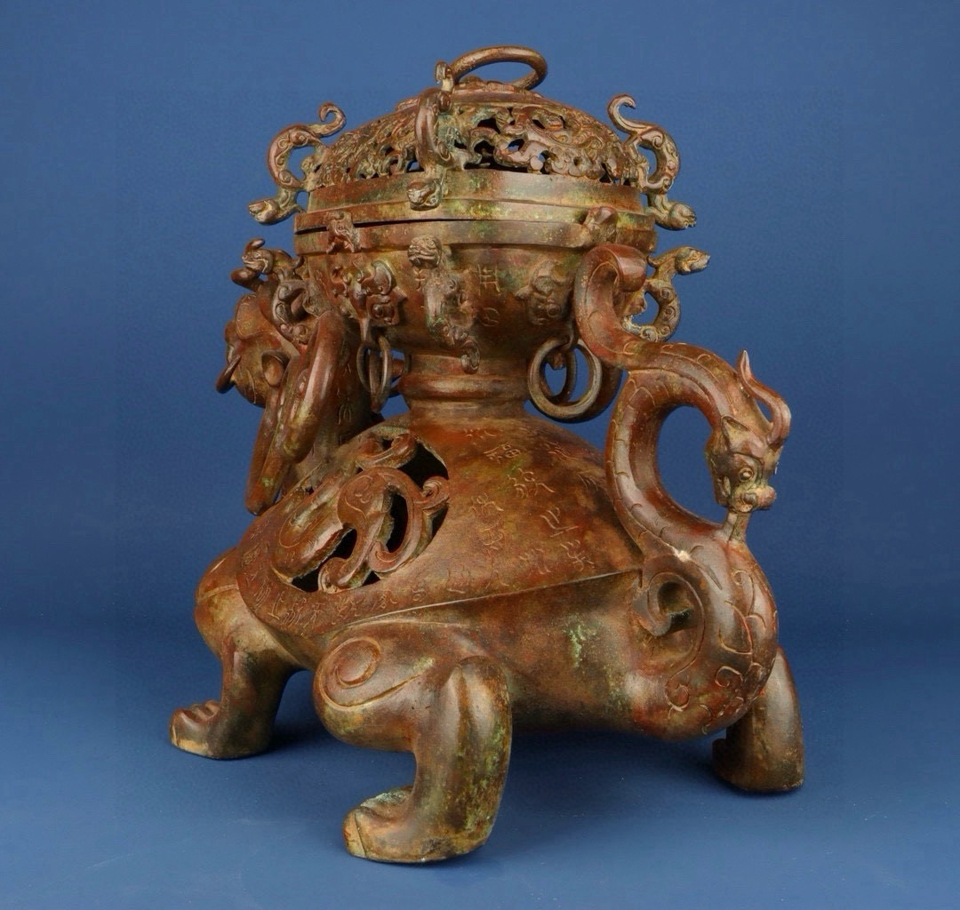 Han Dynasty Bronze dragon turtle incense burner