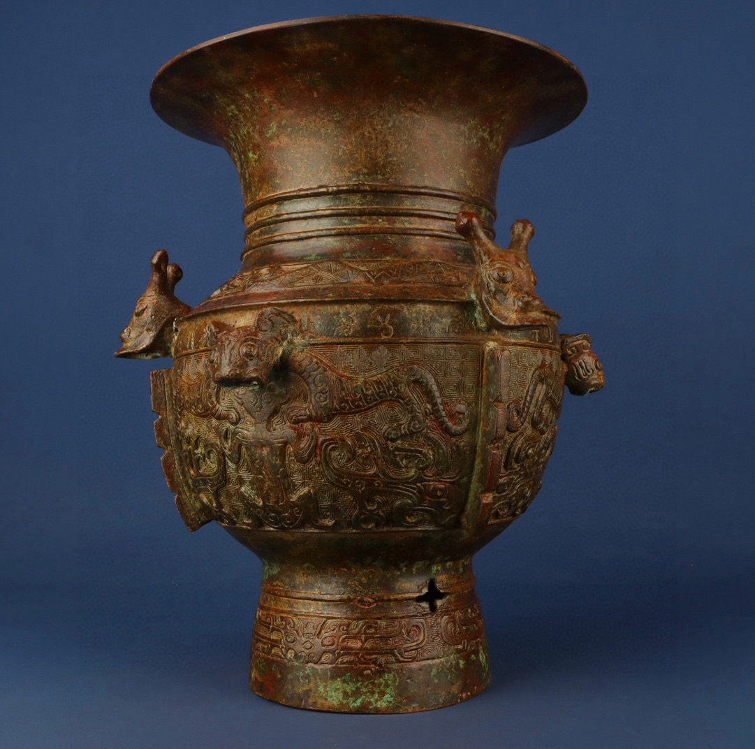 Zhou Dynasty Bronze Dragon and Tiger Zun