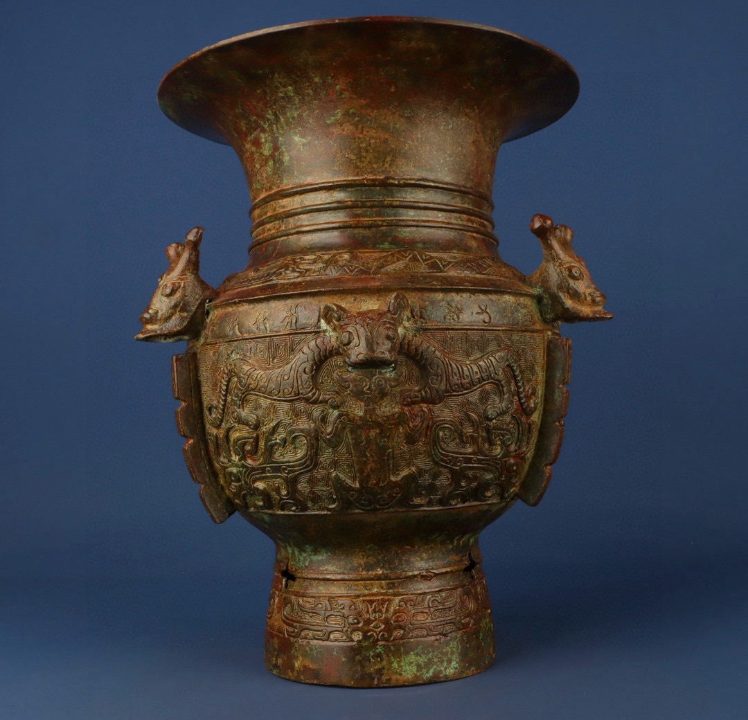 Zhou Dynasty Bronze Dragon and Tiger Zun