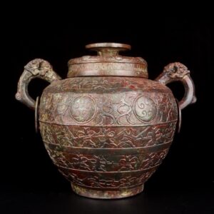 Zhou Dynasty Bronze double ringed hunting jar