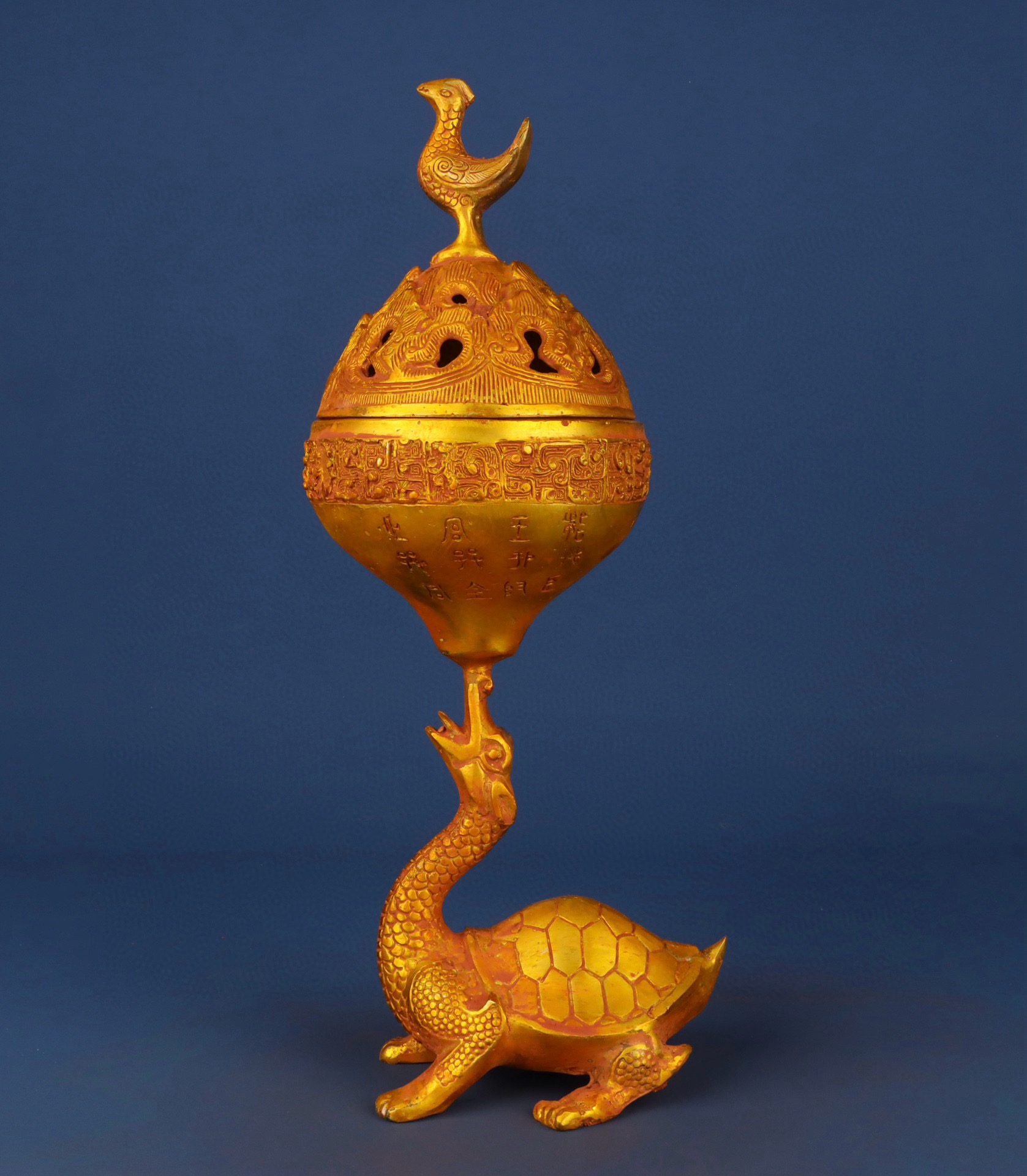 Han Dynasty Bronze gilt turtle and bird smoker