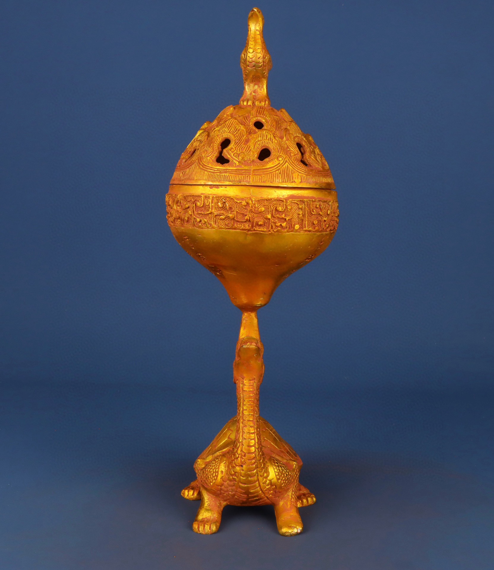 Han Dynasty Bronze gilt turtle and bird smoker