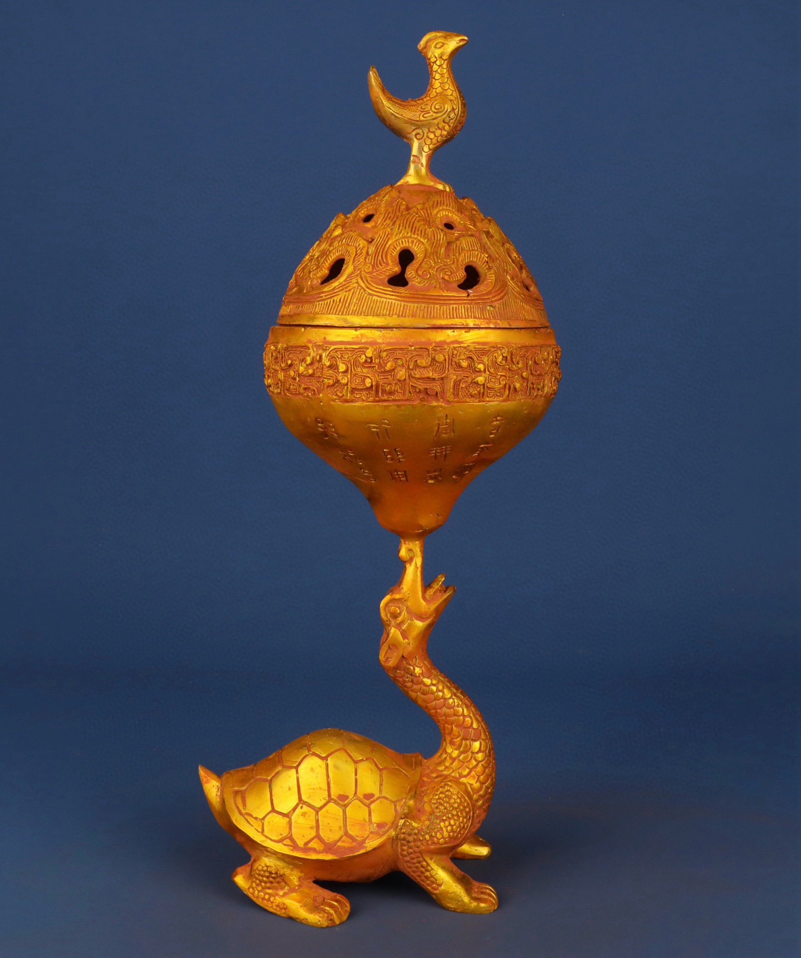 Han Dynasty Bronze gilt turtle and bird smoker