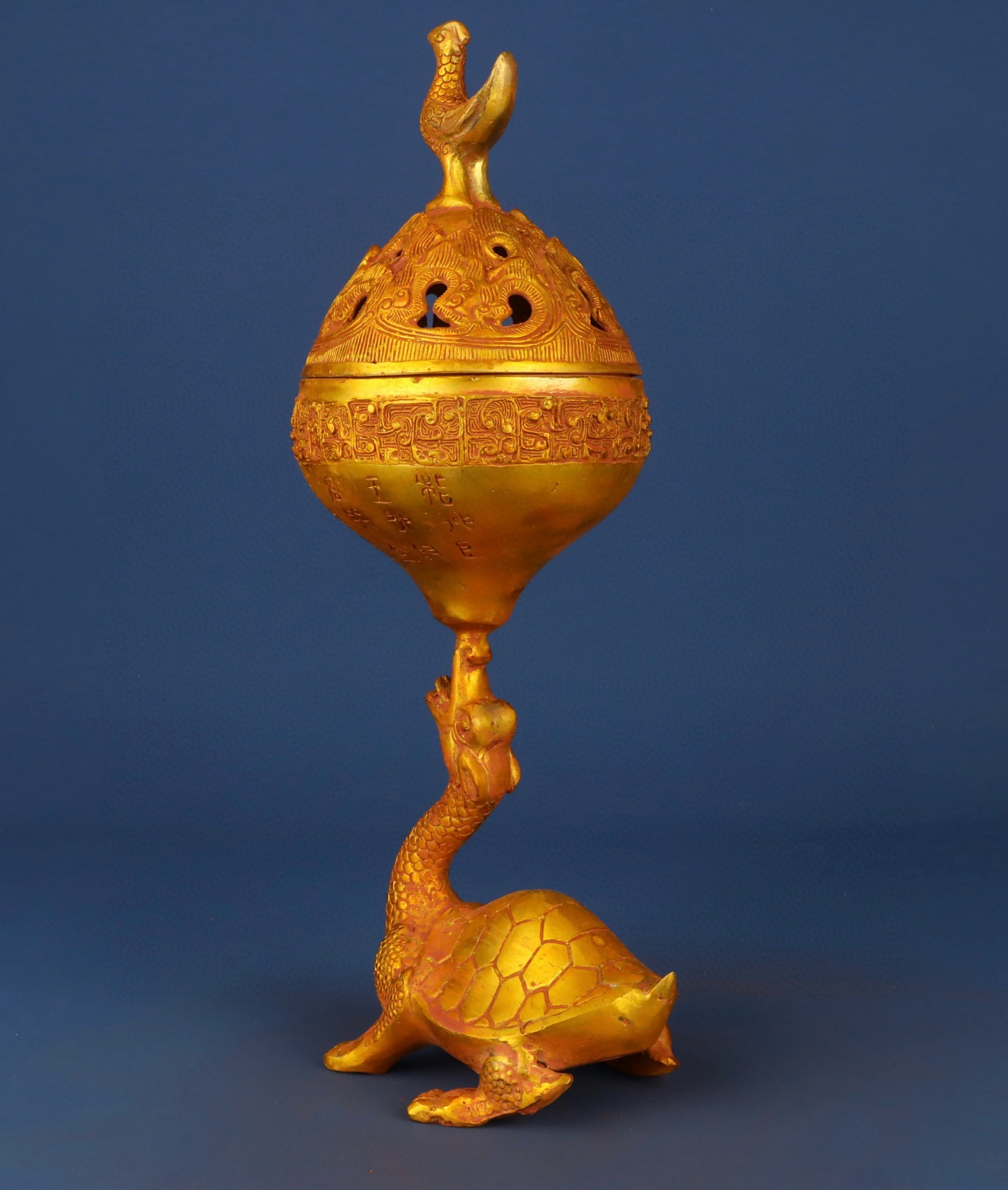 Han Dynasty Bronze gilt turtle and bird smoker