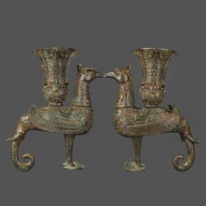 Zhou Dynasty A pair of bronze bird statues