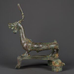 Han Dynasty Bronze inscribed dragon lampstand