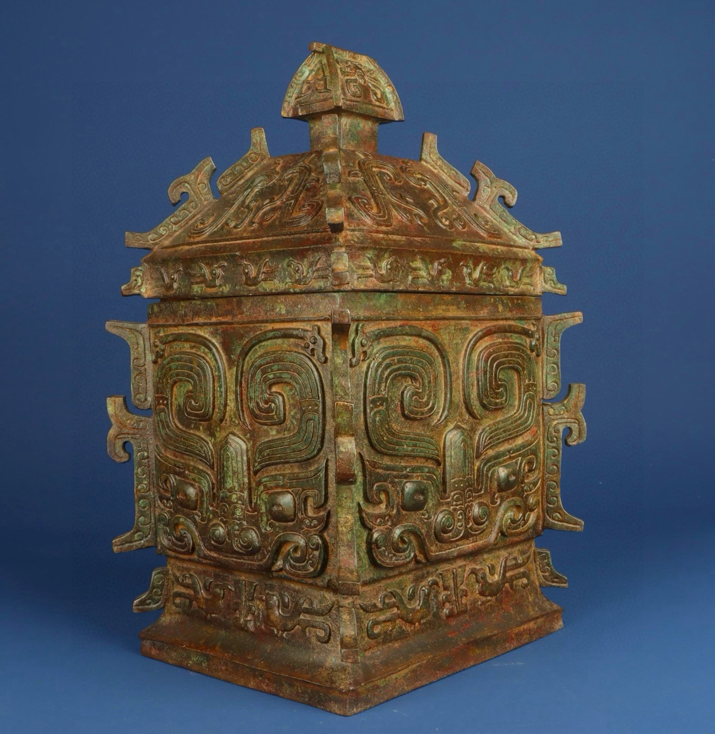 Zhou Dynasty Bronze Beast Face Square