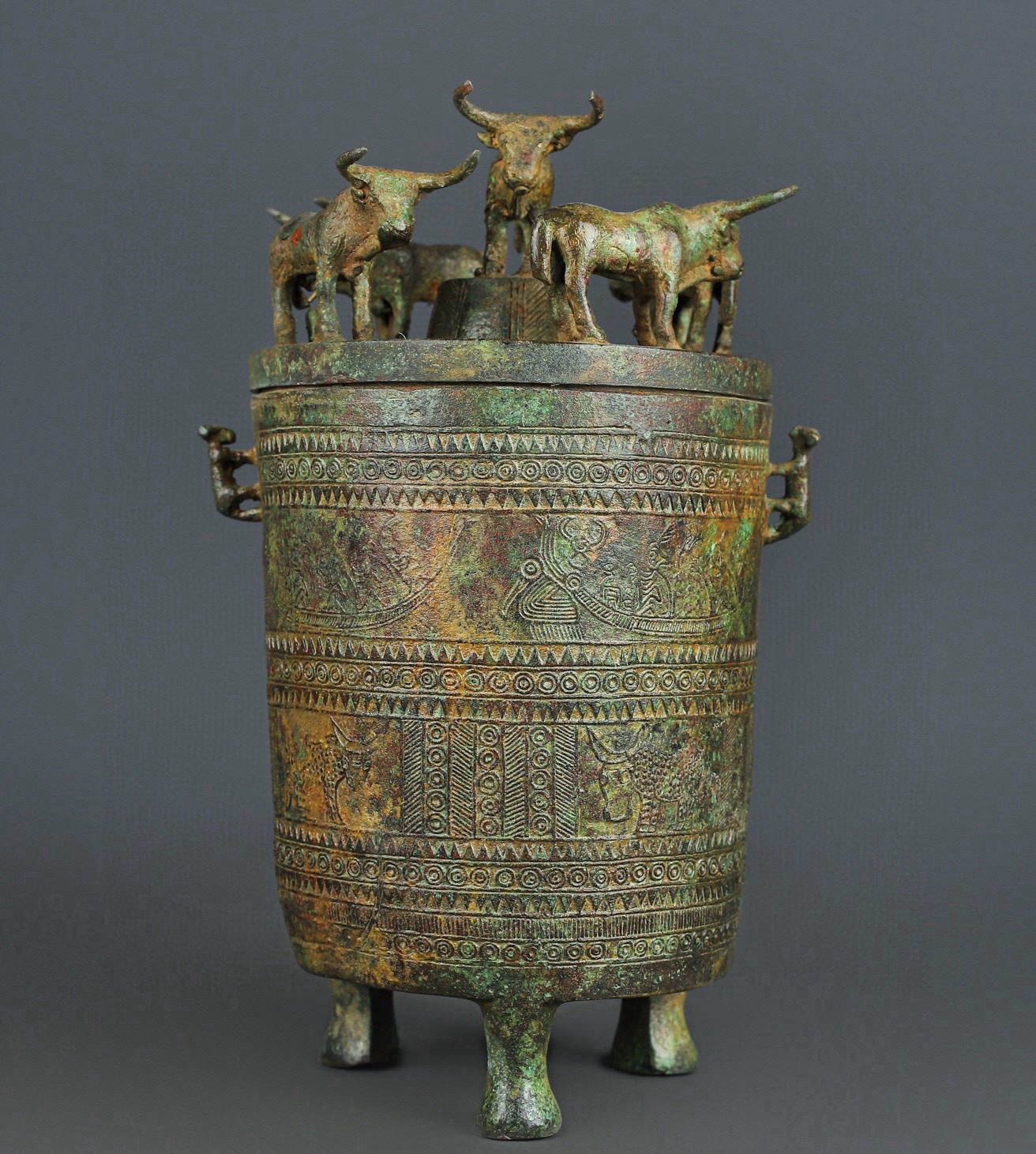 Zhou Dynasty Bronze Five Ox Cang
