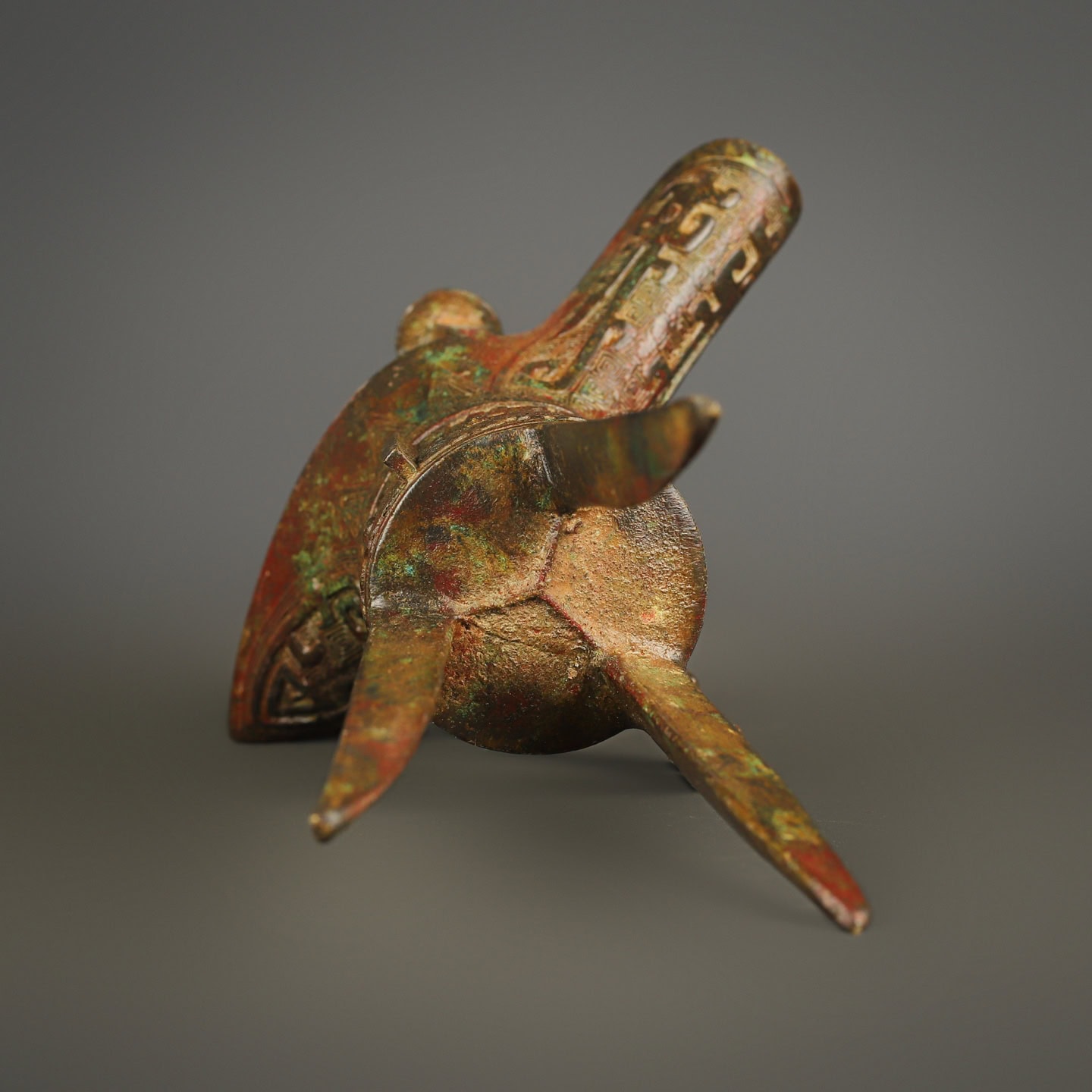 Zhou Dynasty Bronze Beast Face Dragon Cup
