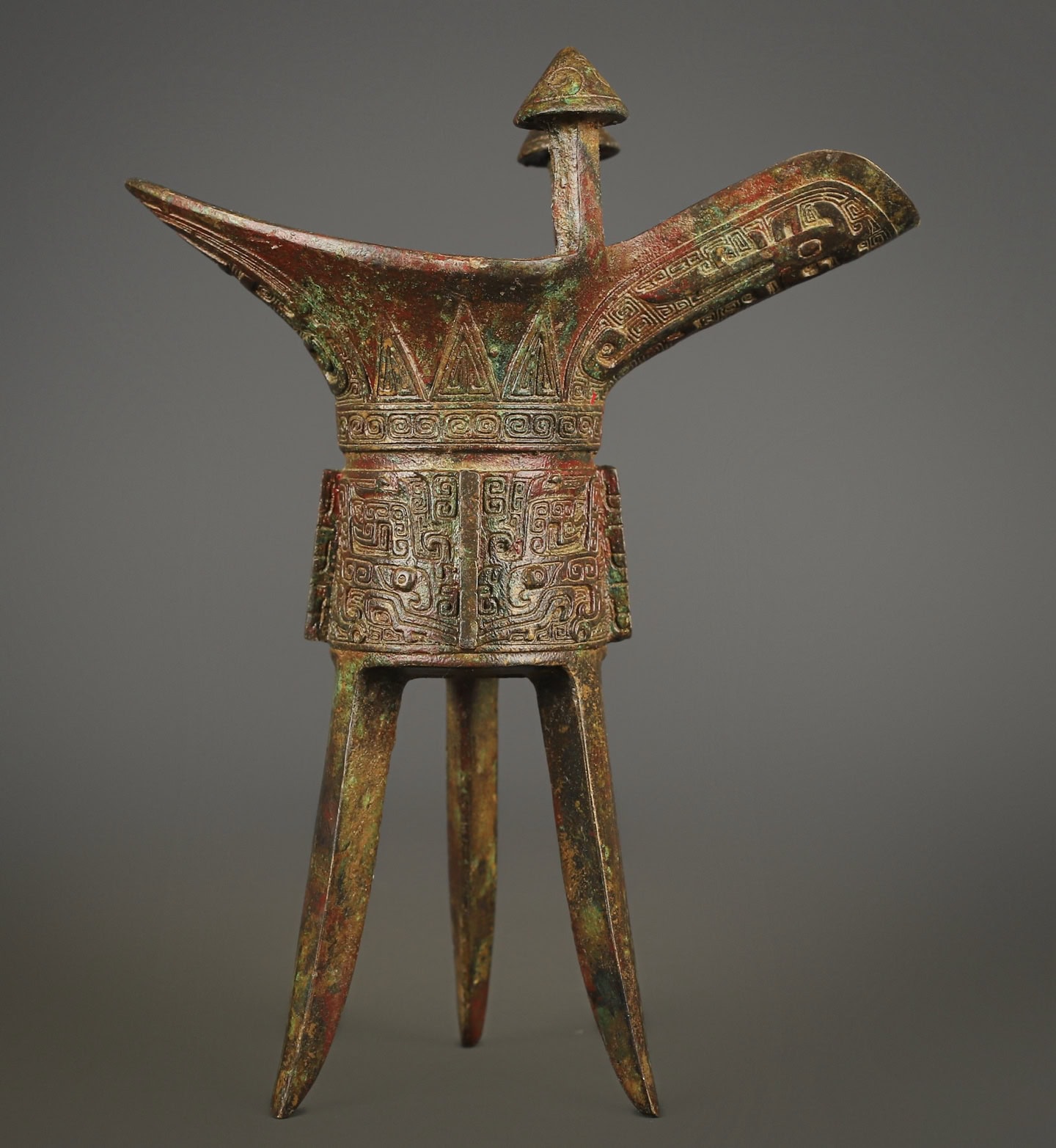 Zhou Dynasty Bronze Beast Face Dragon Cup