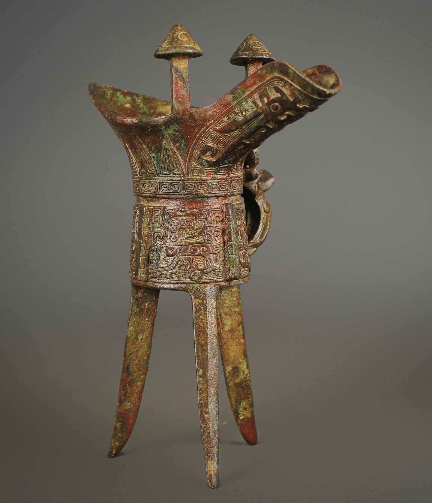 Zhou Dynasty Bronze Beast Face Dragon Cup