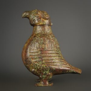 Zhou Dynasty Bronze Man Gong Bird Statue