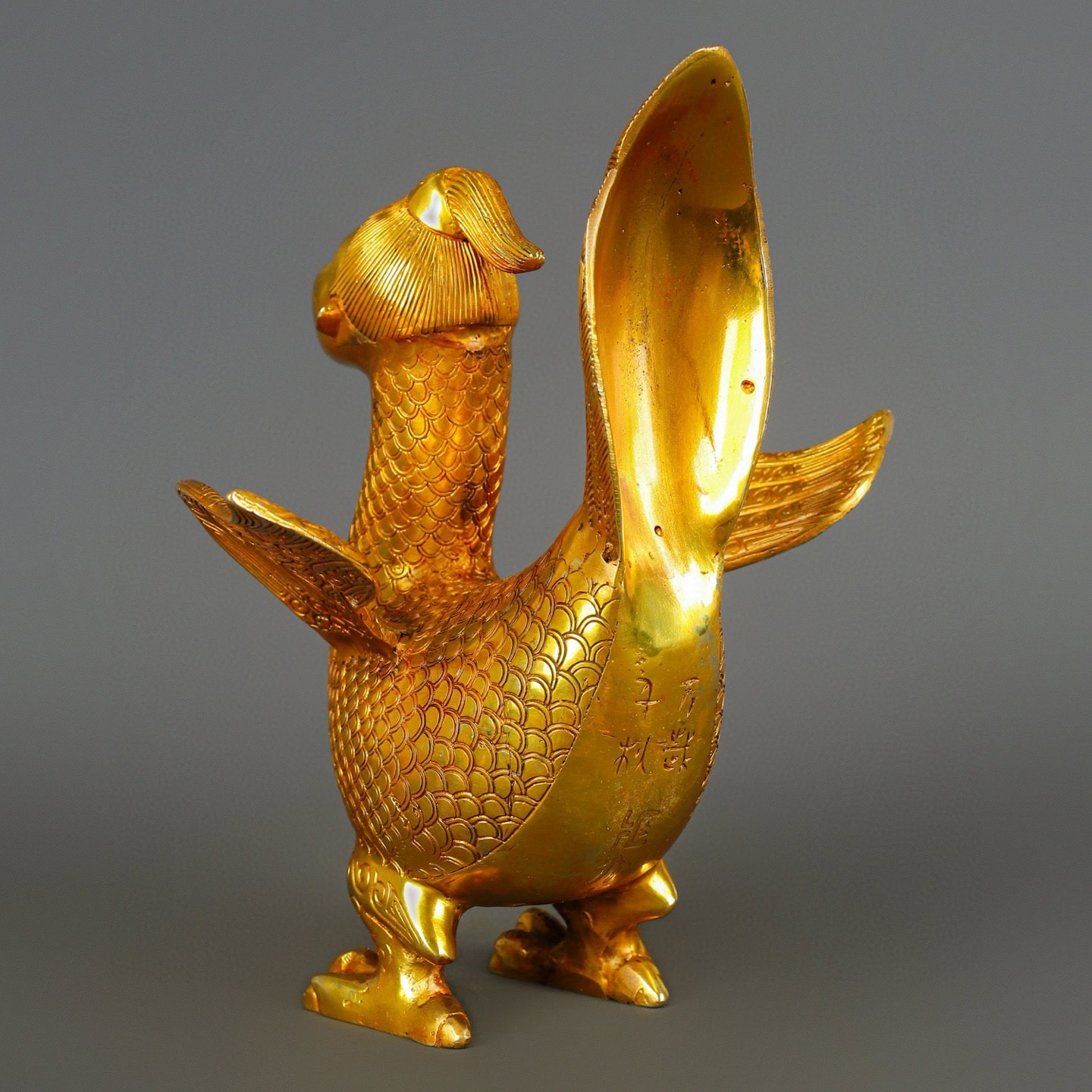 Han Dynasty Bronze and Real Gold Bird with Human Face
