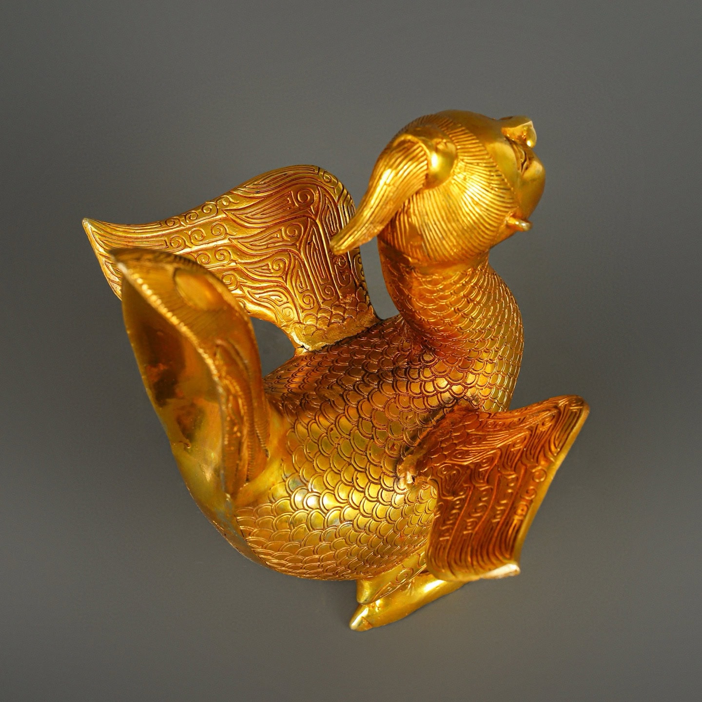 Han Dynasty Bronze and Real Gold Bird with Human Face