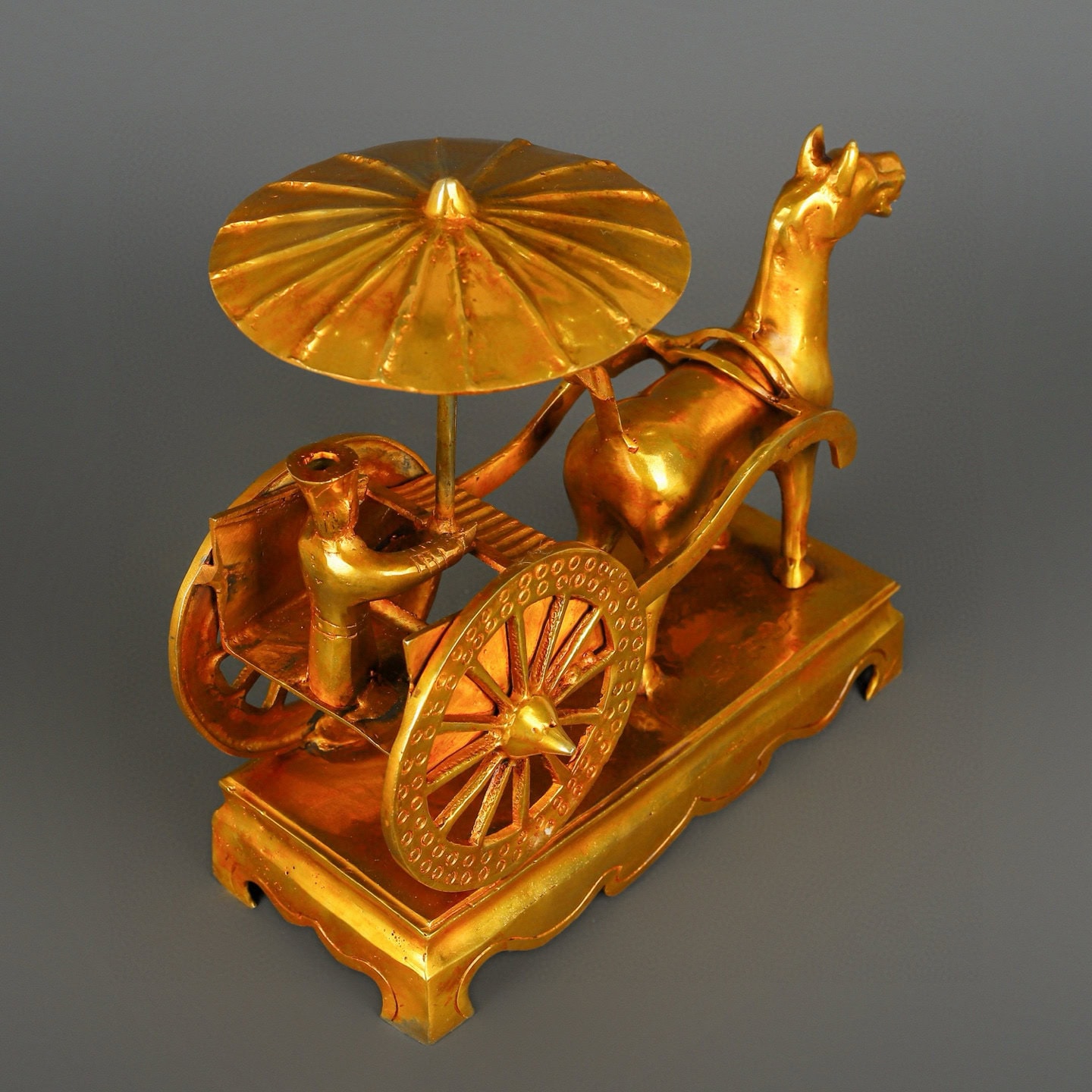 Han Dynasty Glad Bronze and Real Gold Horse drawn Cart