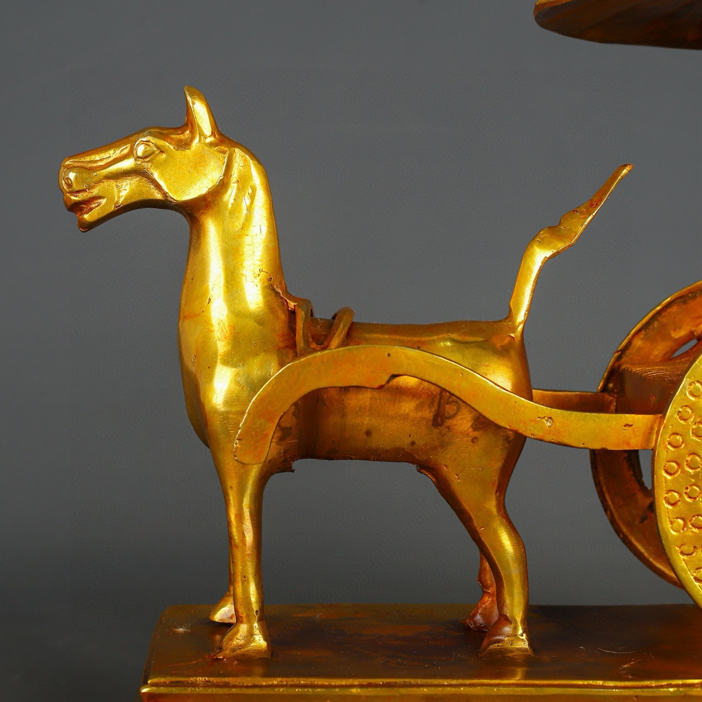 Han Dynasty Glad Bronze and Real Gold Horse drawn Cart