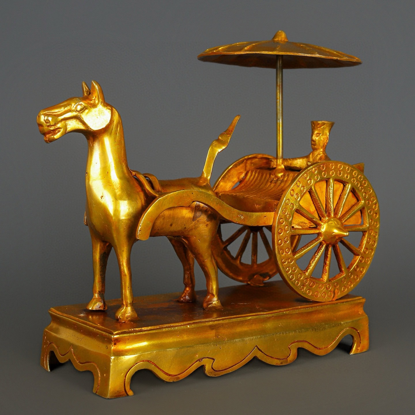 Han Dynasty Glad Bronze and Real Gold Horse drawn Cart