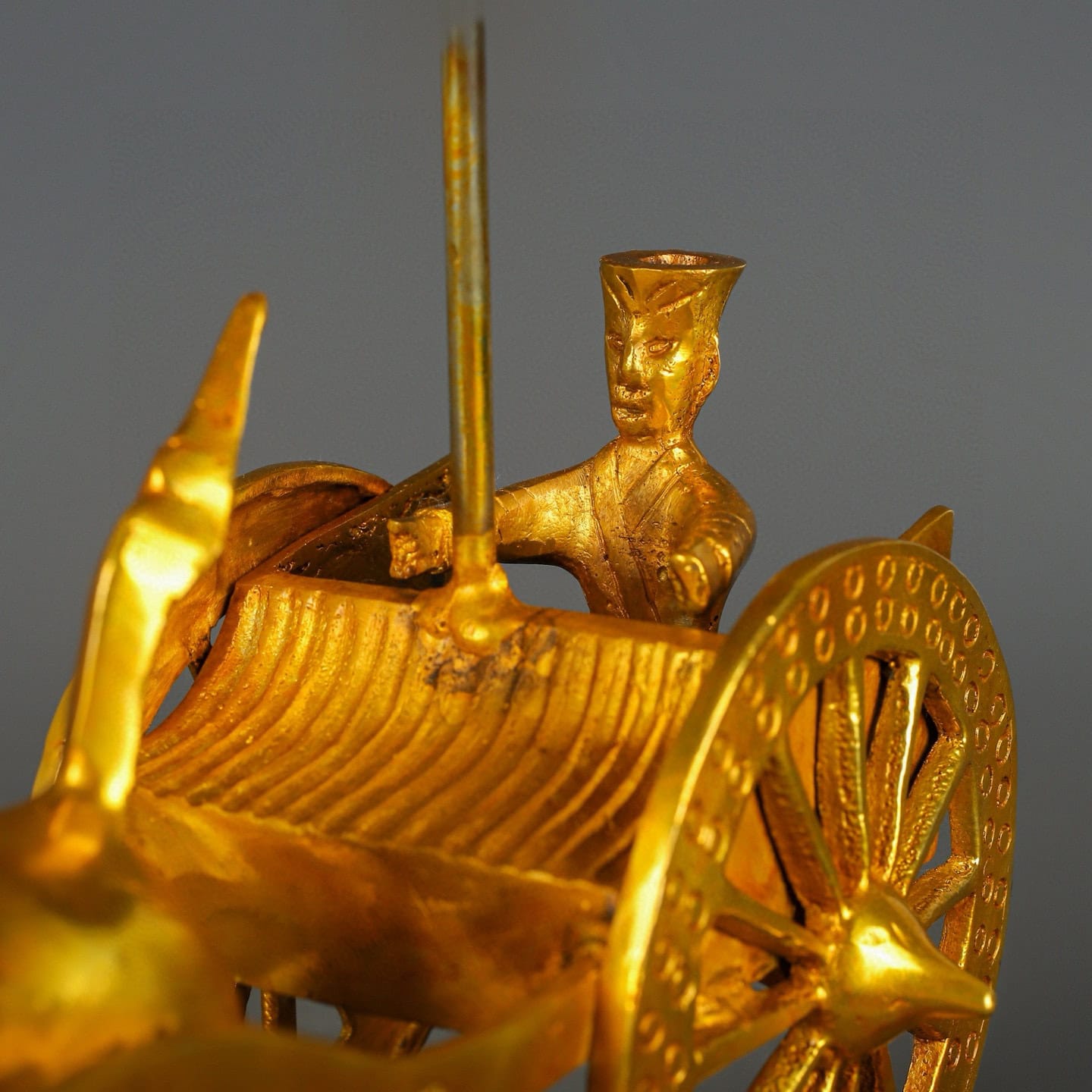 Han Dynasty Glad Bronze and Real Gold Horse drawn Cart