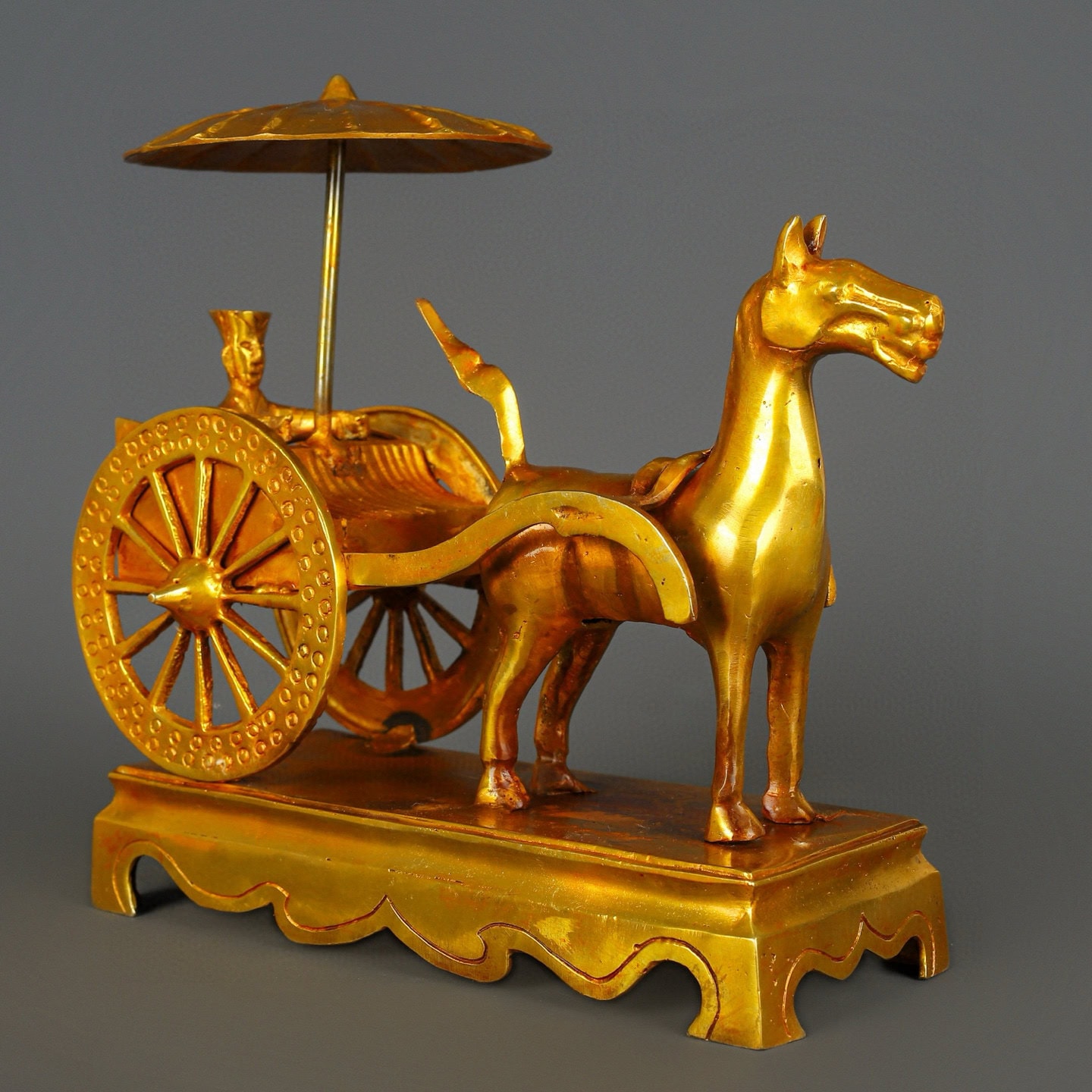 Han Dynasty Glad Bronze and Real Gold Horse drawn Cart