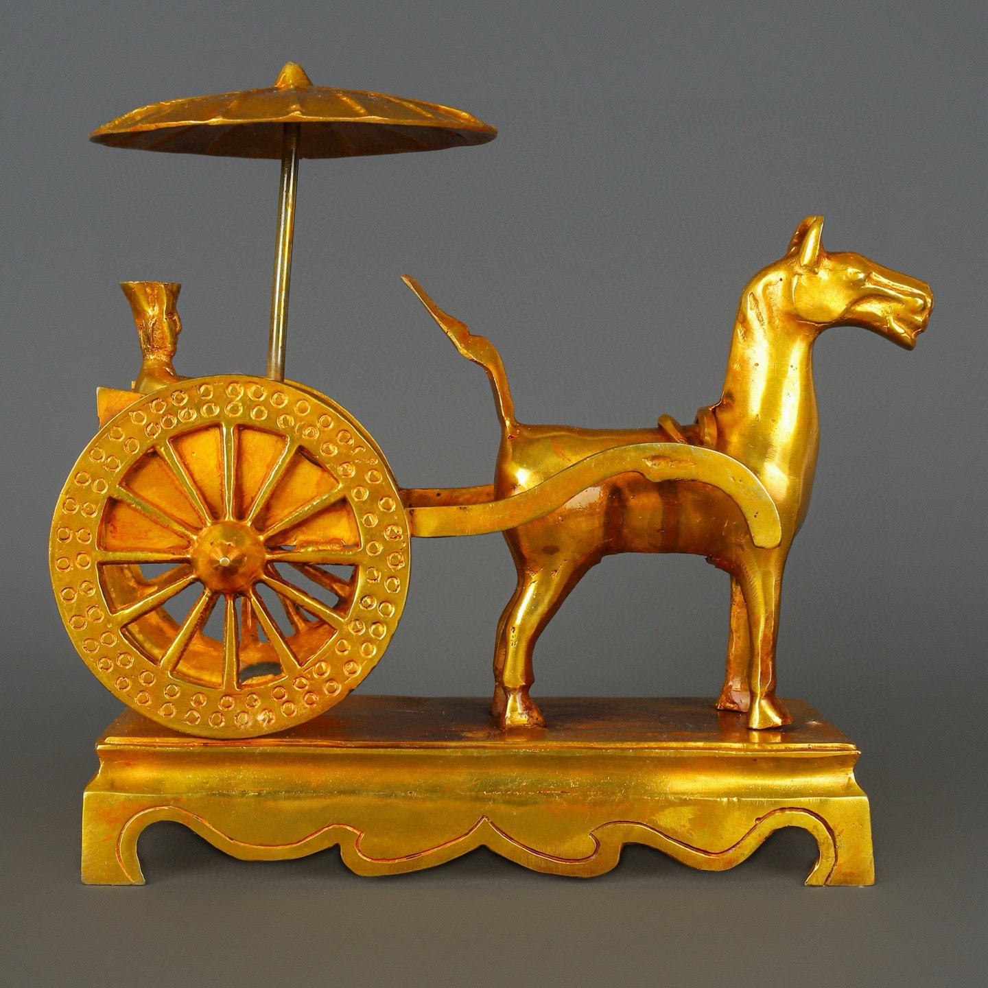 Han Dynasty Glad Bronze and Real Gold Horse drawn Cart
