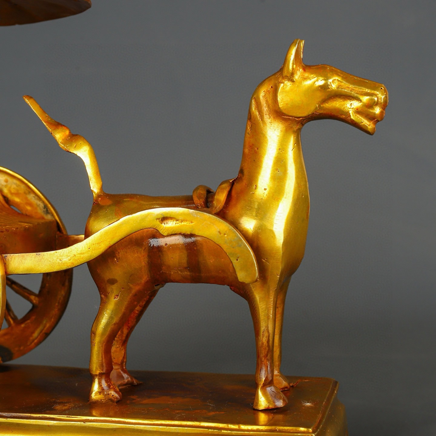Han Dynasty Glad Bronze and Real Gold Horse drawn Cart