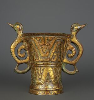 Han Dynasty Bronze Double Phoenix Bird Cup