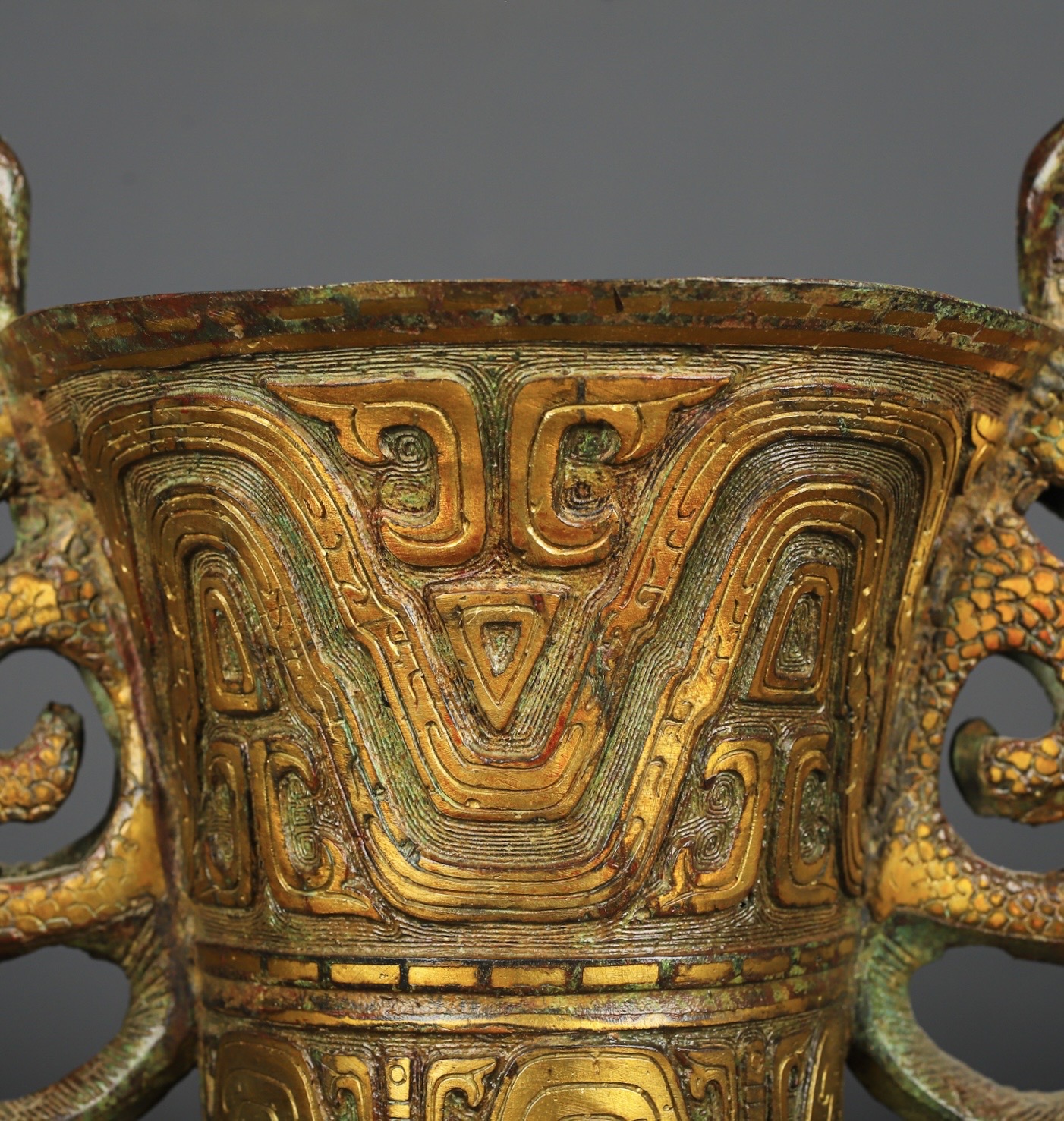 Han Dynasty Bronze Double Phoenix Bird Cup