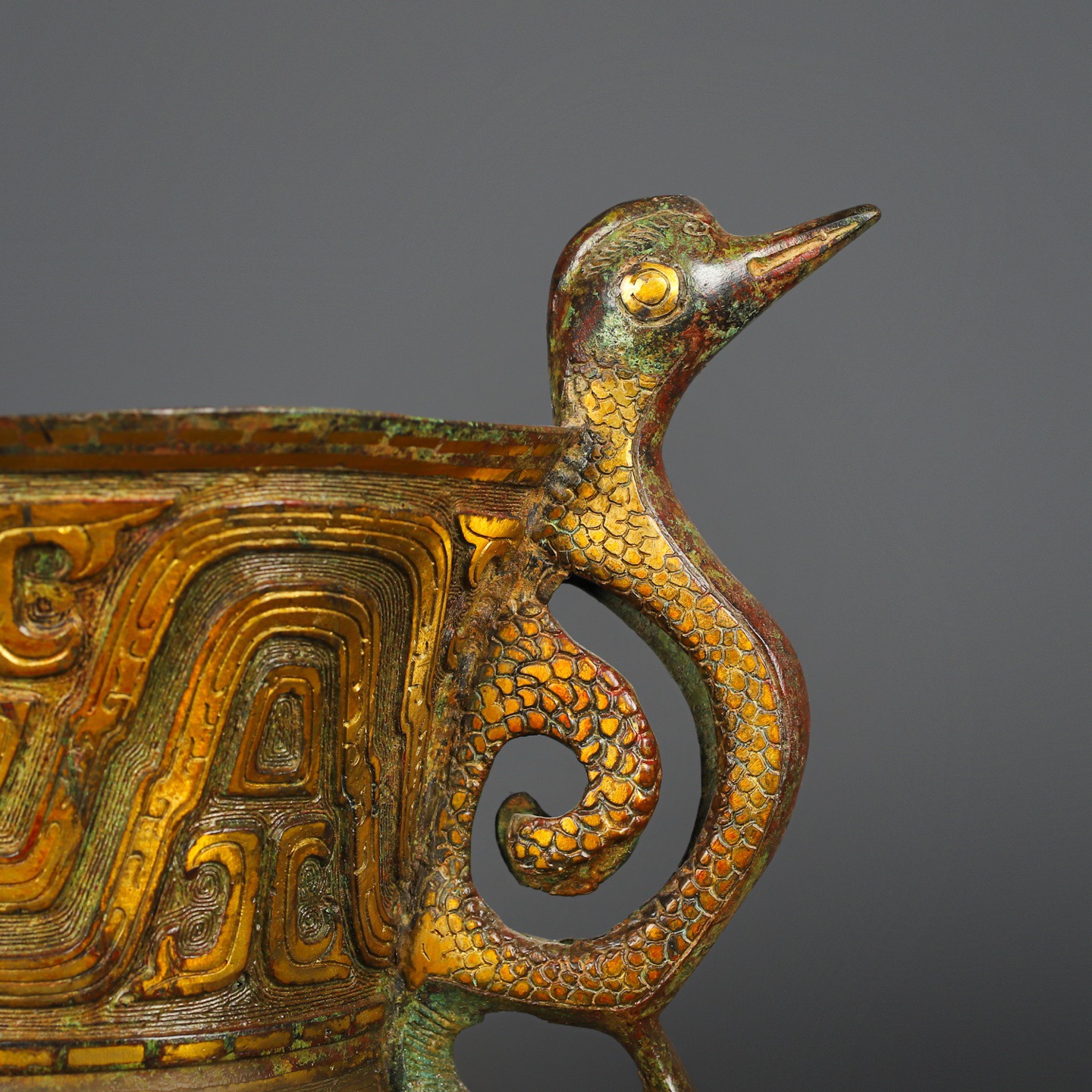 Han Dynasty Bronze Double Phoenix Bird Cup