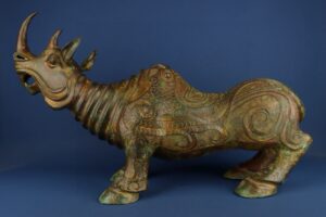 Zhou Dynasty Bronze rhinoceros with phoenix and bird pattern
