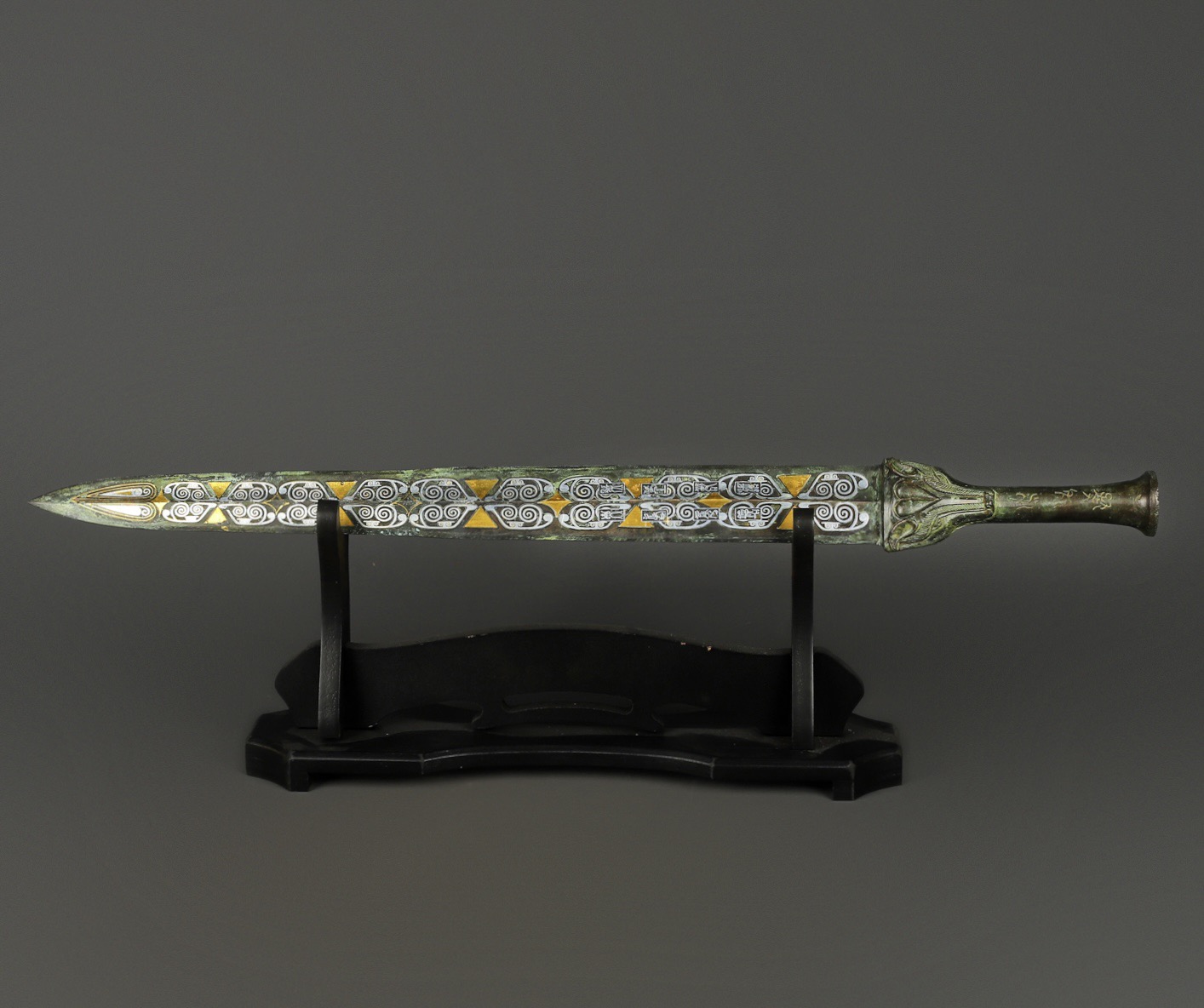 Han Dynasty Bronze Sword with Gilt and Silver Inscriptions